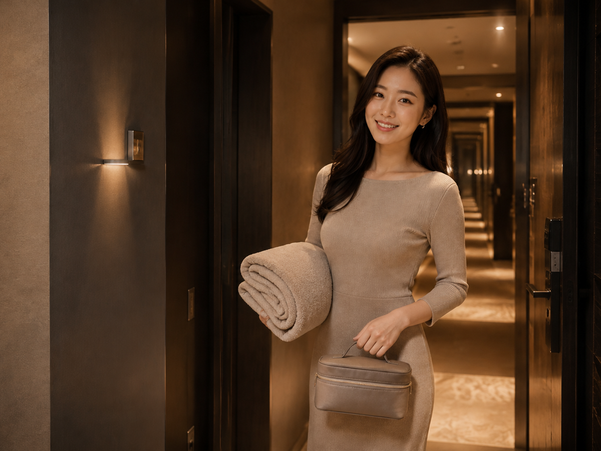 성남 분당 방문 홈케어 일정을 준비하는 젊은 성인 한국 여성 관리사
